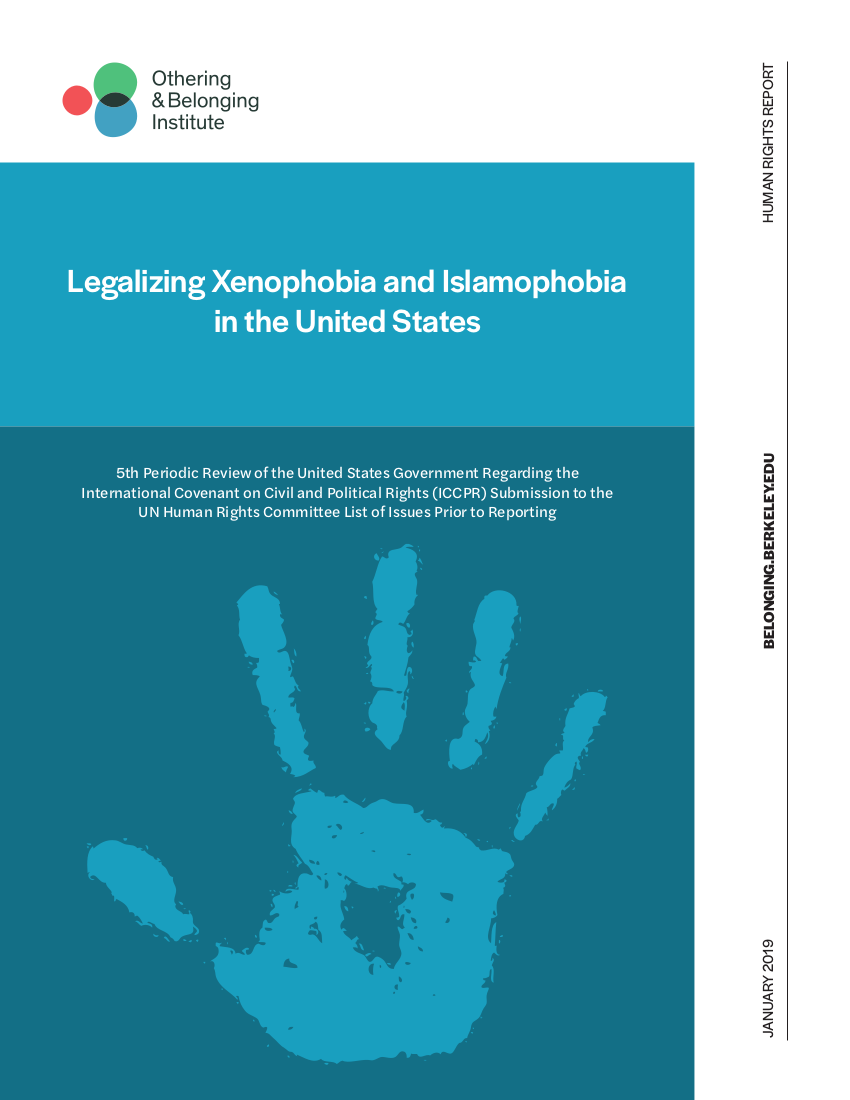 Legalizing Xenophobia and Islamophobia in the United States report cover
