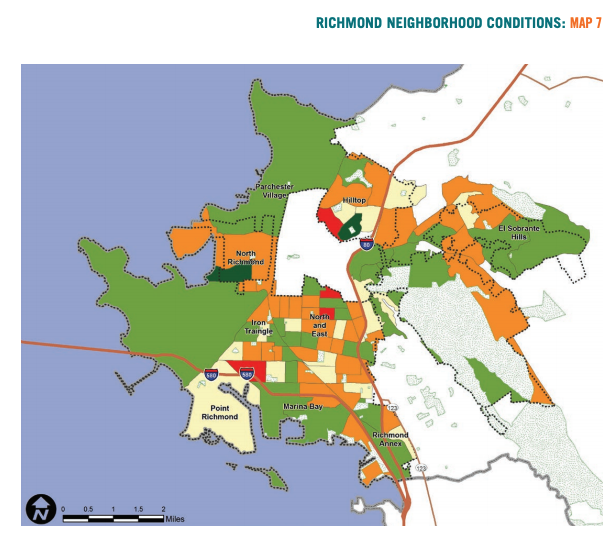 Map 7 showcases Richmond neighborhood conditions based on change in homeownership 