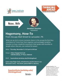 Image on Organizer Jonathan Smucker to present on his book, 'Hegemony How-To'