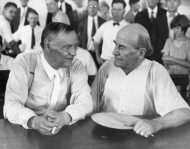 Darrow (left) and Bryan (right) during the Scopes trial