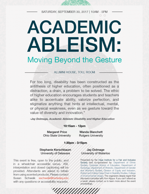 Flier for Academic Ableism Conference