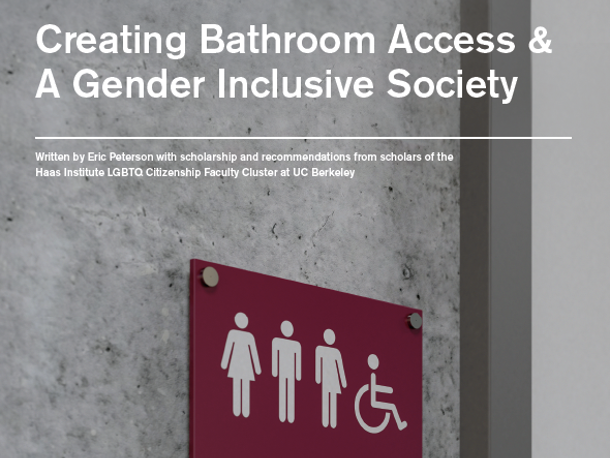 This image is a cover page for the Creating Bathroom Access & a Gender Inclusive Society policy brief. 