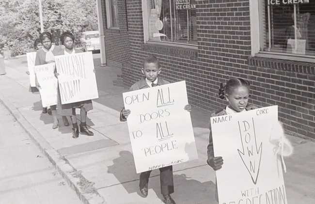 Children protesting during the civil rights era for integration