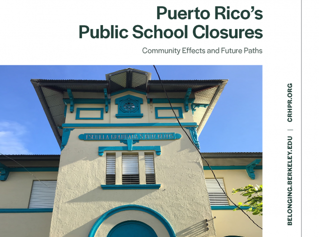Report cover showing school in Puerto Cover