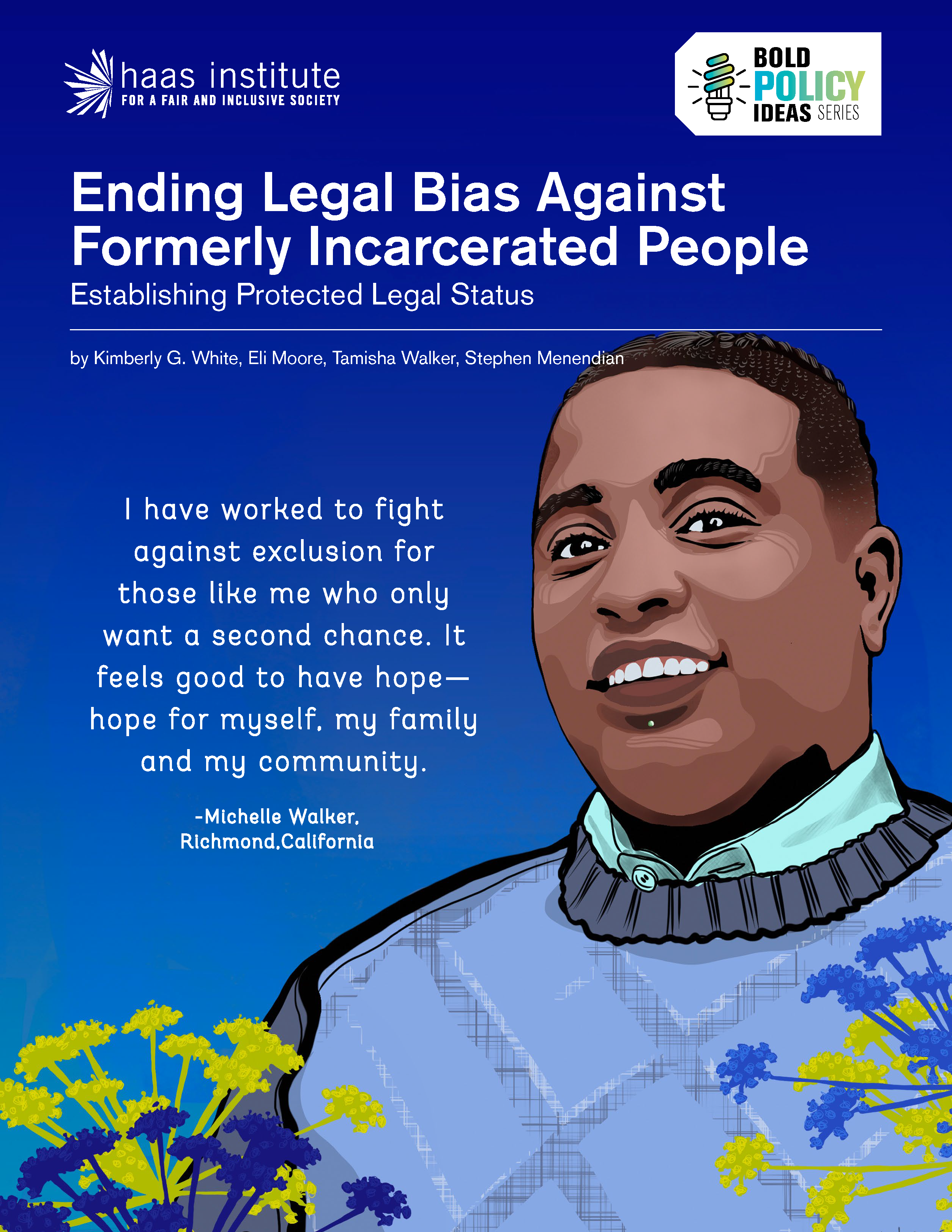 Ending Legal Bias Against Formerly Incarcerated People cover image shows an illustration of a young black man smiling