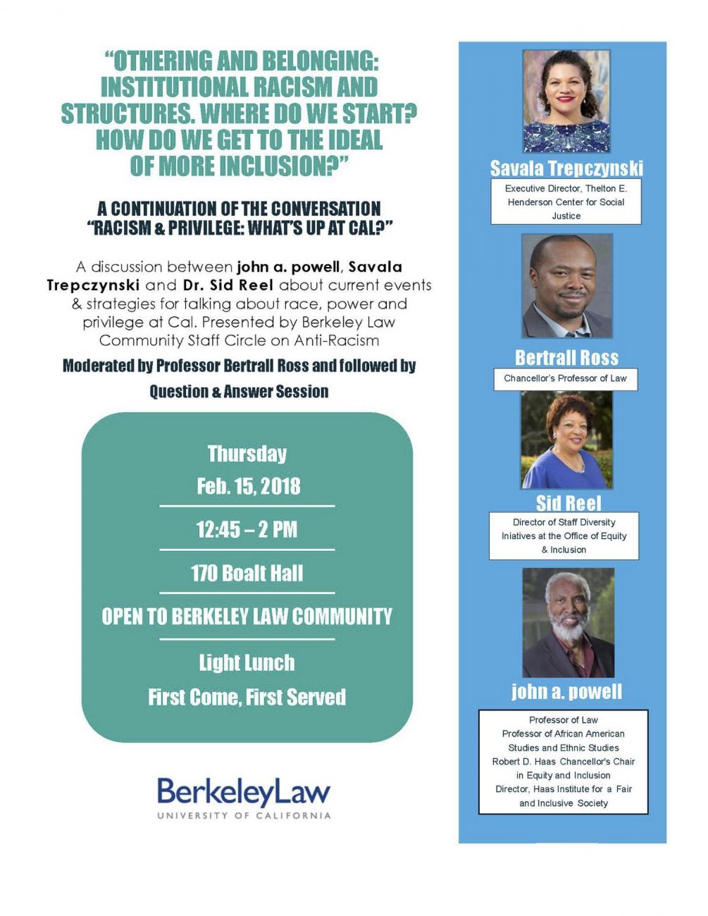 Image on john a. powell on Berkeley Law School Panel | Othering and Belonging: Institutional Racism and Structure