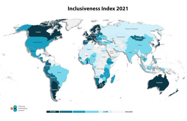 inclusiveness index map of the world