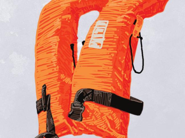 Illustration of an orange life jacket