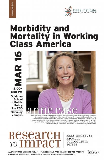 Image on CANCELLED: Anne Case on 'Morbidity and Mortality in Working Class America'