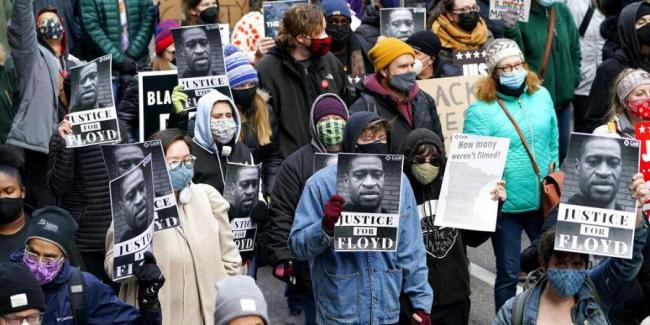 Protesters in Minneapolis demanding justice for George Floyd